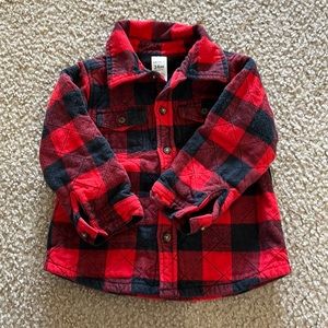 Buffalo plaid toddler fleece lined flannel button up jacket